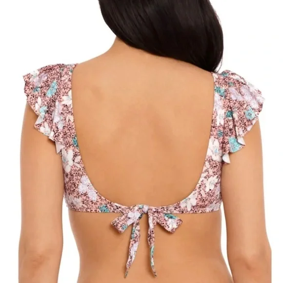 NWT Time and Tru Women’s Print Ruffle Bikini Top - Picture 2 of 5